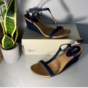 Style & Co. Navy Blue Wedge Sandals